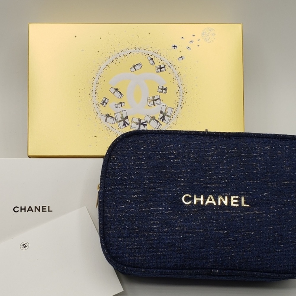Authentic Chanel 2023 cosmetic bag blue